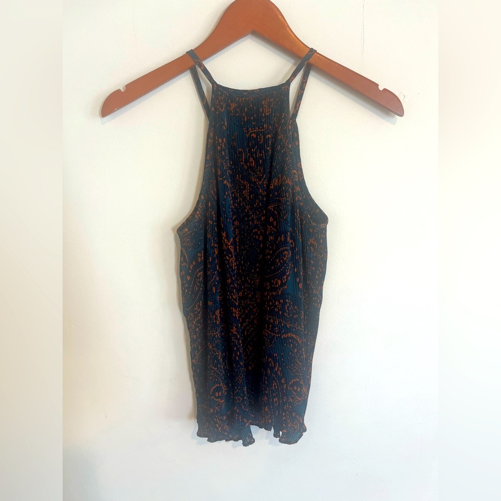 Banana Republic Factory blue and orange pleated halter tank - Picture 3 of 6